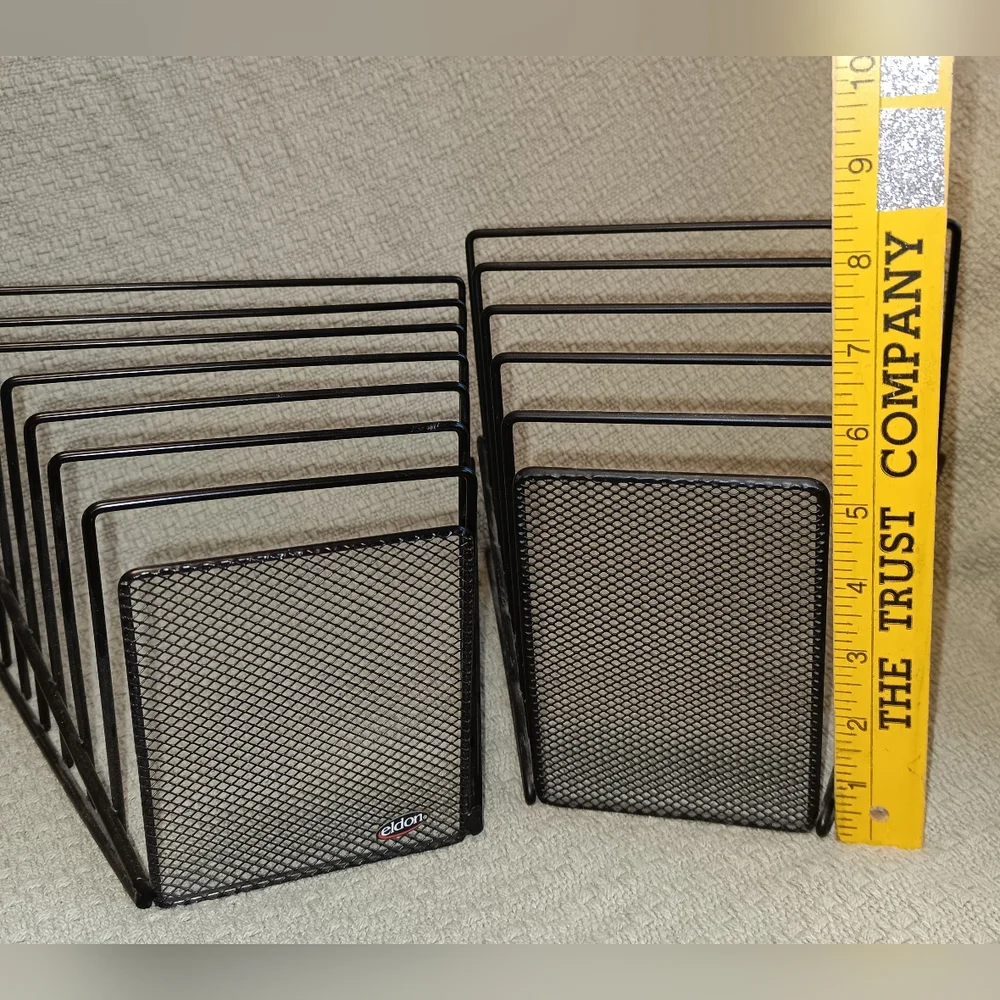 LOT OF 2 Metal Wire File Organizer With Incline - Desktop Sorter - 7 Sections